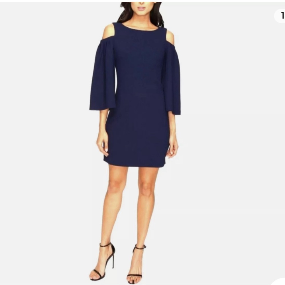 Trina Turk Kaipo Navy Indigo Blue Cold Shoulder Dress US 6